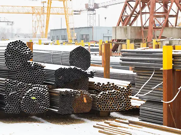 Bulk of iron rods placed in a warehouse for dubai shipping companies